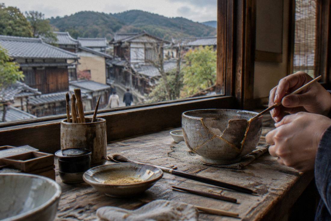 Kyoto Traditional Kintsugi Workshop in Gion Gold Repair Art